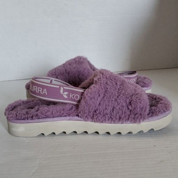 Koolaburra by Ugg Fuzz’n Faux Fur Open Toe Sandal Purple Cozy Slipper Big Kids 4 - Picture 4 of 13